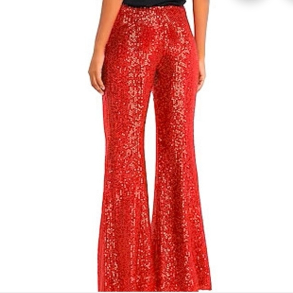 Sequin Flare Pants - Red - Picture 10 of 11
